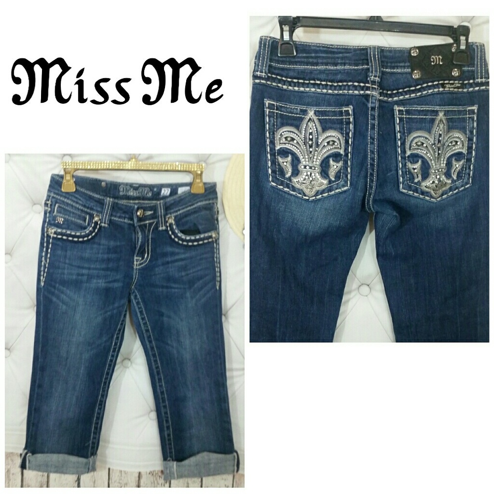 MISS ME Jeans Bermuda Short Medium wash denim 27